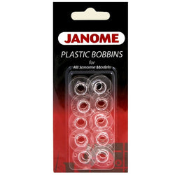 Janome Genuine 10 Pk. Plastic Bobbins #200122614 For All Janome & Necchi Models