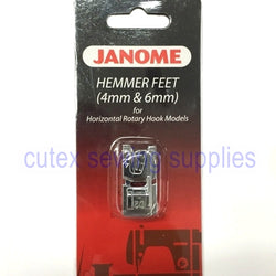 Janome 2 Pc. Hemmer Foot Set (4mm & 6mm) Snap-On Feet #200326001