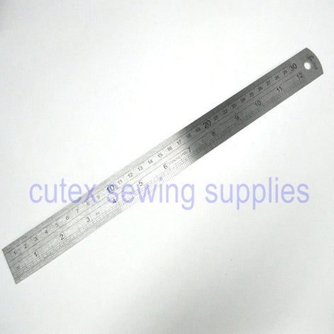 Heavy Duty Steel Ruler 12(30mm) X 1-1/8 Dual Scale Straight Ruler - Cutex  Sewing Supplies