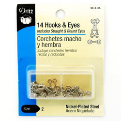 Dritz 14 Hooks & Eyes, Size 2, Nickel Plate Steel