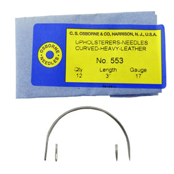 C.S. Osborne Pack Of 12 Heavy Curved Leather Point Needles #553, Size 3"