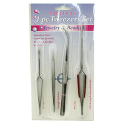 Tooltron 4 Pc Tweezers Set - Sewing & Craft Tools