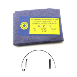 C.S. Osborne 12/Pk. Curved Needles Light #501-1/2, Size 2-1/2" Made In USA