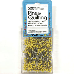 500 Pk. Pins For Quilting By Collins 1-3/4" Long, Yellow Ball Head Finest Pins