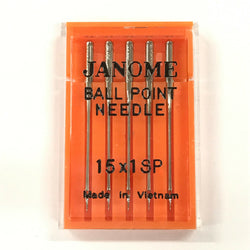 Janome HAX1SP 15X1SP Ball Point Stretch Knit Sewing Serger Needles - 5 Pack