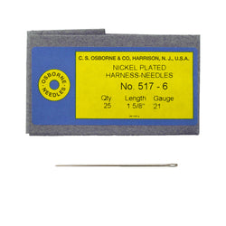 C.S. Osborne Pack Of 25 Harness Needles #517 (517-6) Size 6 Made In USA