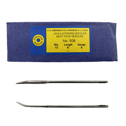 C.S. Osborne Pack Of 12 Bent Pack Needles #508, Size 6" Upholsterers Needle