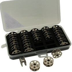 Cutex Pack of 25 Juki LU-1508N, LU-1560N, LU-563 Metal Bobbins With Storage Case