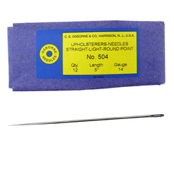 C.S. Osborne 12 Pk. Straight Single Round Point Needle #504, 5" Long, 14 Gauge