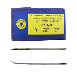 C.S. Osborne Pack Of 12 Bent Pack Needles #508, Size 3-1/2" Upholsterers Needle