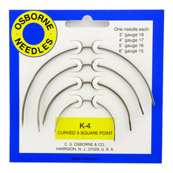 C.S. Osborne Diamond Point Curved Needle Pack #K-4 - Made In Germany