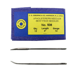 C.S. Osborne Pack Of 12 Bent Pack Needles #508, Size 3" Upholsterers Needle