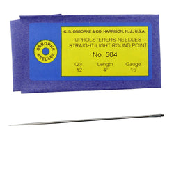 C.S. Osborne 12 Pk. Straight Single Round Point Needle #504, 4" Long, 15 Gauge