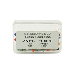 C.S. Osborne Glass Head Pins #181, 1-1/4" Long - 100 Count