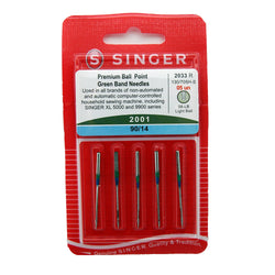 5 Pk. Genuine Singer 2001 Size 90/14 Chromium Ball Point Embroidery Needles