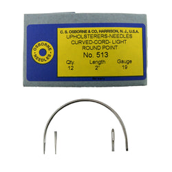 C.S. Osborne 12/Pk. Curved Cord Light Needles #513 Size 2" Upholstery Needle