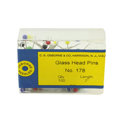 C.S. Osborne Glass Head Pins #178, 2" Long - 100 Count