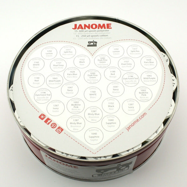 Thread Tin Janome Thread Tin - 30 Spools - Polyester & Cotton Sewing Thread ...