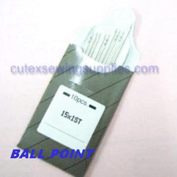 10 Large Eye 15X1ST Ball Point Flat Shank Home Embroidery Machine Needles