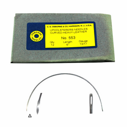 C.S. Osborne Pack Of 12 Heavy Curved Leather Point Needles #553, Size 6"