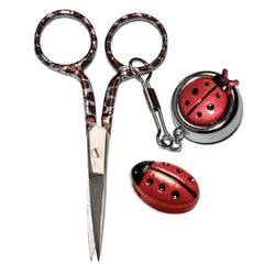 Creative Notions Ladybug 3-1/2" Embroidery Scissors W/ Leash & Thread Cutter Set