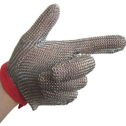 Universal Five Finger Chain Mail Protective Glove - Reversible W- Textile Strap