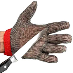 Universal Five Finger Chain Mail Protective Glove - Reversible W- Textile Strap