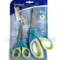 Westcott 15020 Titanium Bonded Blades 5" & 8" RibGrip Scissors Set Trimmers